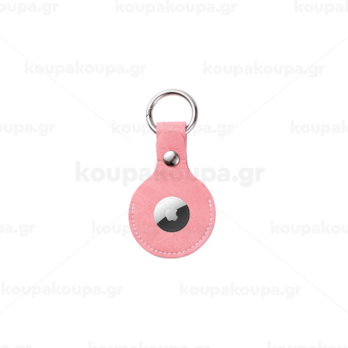 PU AirTag Keychain Holder Θήκη Μπρελόκ δέρμα (ΡΟΖ) — 2