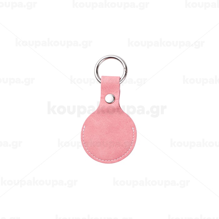 PU AirTag Keychain Holder Θήκη Μπρελόκ δέρμα (ΡΟΖ) — 3