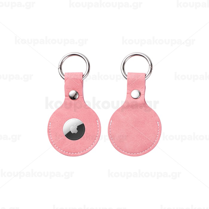 PU AirTag Keychain Holder Θήκη Μπρελόκ δέρμα (ΡΟΖ) — 1
