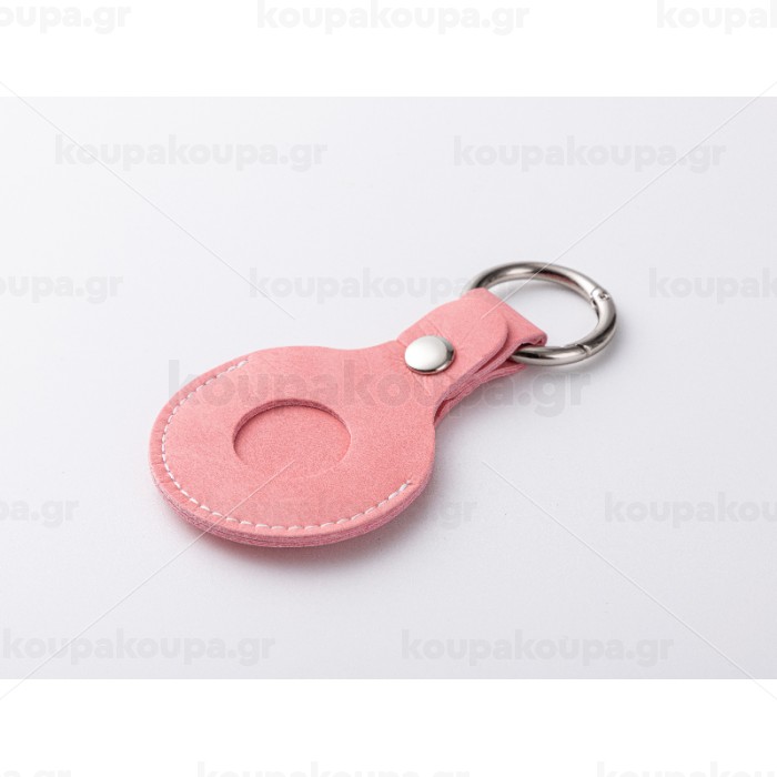 PU AirTag Keychain Holder Θήκη Μπρελόκ δέρμα (ΡΟΖ) — 4