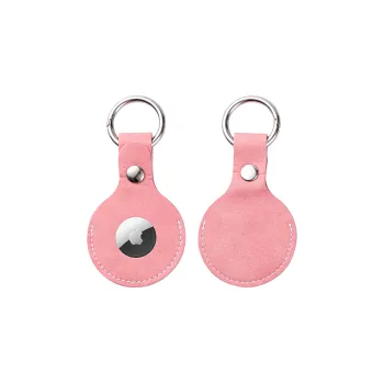 PU AirTag Keychain Holder Θήκη Μπρελόκ δέρμα (ΡΟΖ)
