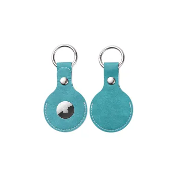 PU AirTag Keychain Holder Θήκη Μπρελόκ δέρμα (ΣΙΕΛ)
