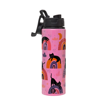 Γατούλες, Μεταλλικό παγούρι νερού με καπάκι ασφαλείας, αλουμινίου 850ml