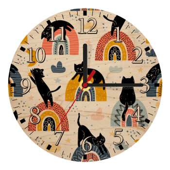 Γατούλες, Ρολόι τοίχου ξύλινο plywood (20cm)