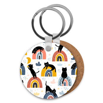 Γατούλες, Μπρελόκ Ξύλινο στρογγυλό MDF Φ5cm