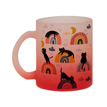 Γατούλες, Κούπα γυάλινη δίχρωμη με βάση το κόκκινο ματ, 330ml