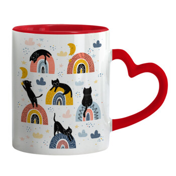 Γατούλες, Mug heart red handle, ceramic, 330ml
