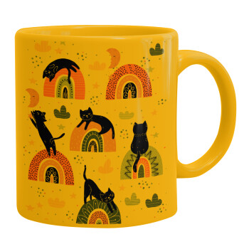 Γατούλες, Ceramic coffee mug yellow, 330ml (1pcs)