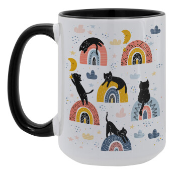 Γατούλες, Κούπα Mega 15oz, κεραμική Μαύρη, 450ml