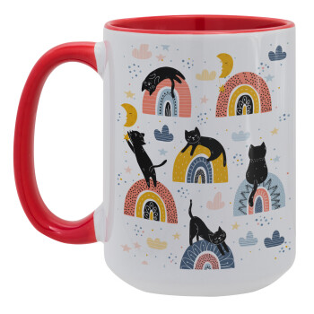 Γατούλες, Κούπα Mega 15oz, κεραμική Κόκκινη, 450ml