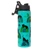 Metallic water bottle with safety lid, 850ml aluminum