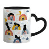 Mug heart black handle, ceramic, 330ml