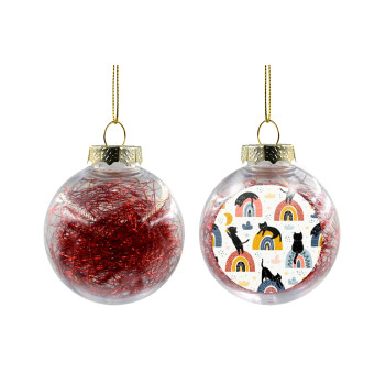 Γατούλες, Χριστουγεννιάτικη μπάλα δένδρου διάφανη με κόκκινο γέμισμα 8cm