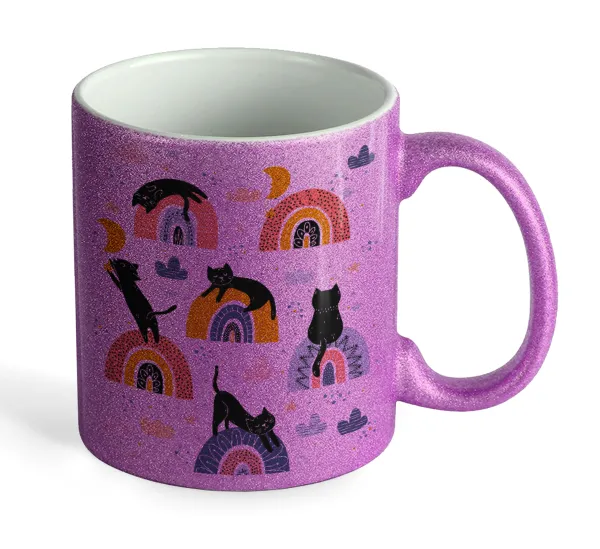 Γατούλες — Purple glitter mug that sparkles, ceramic, 330ml