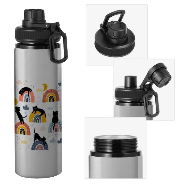 Γατούλες — Metallic water bottle with safety cap, 850ml aluminum