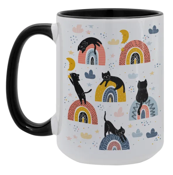 Γατούλες — Mega mug 15oz, black ceramic, 450ml