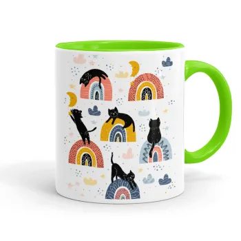 Γατούλες, Mug colored light green, ceramic, 330ml