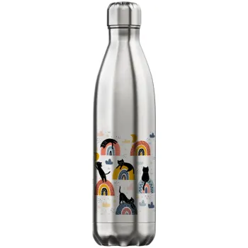 Γατούλες, Μεταλλικό παγούρι θερμός Inox (Stainless steel), διπλού τοιχώματος, 750ml