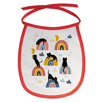 Γατούλες, Σαλιάρα μωρού αλέκιαστη με κορδόνι Κόκκινη