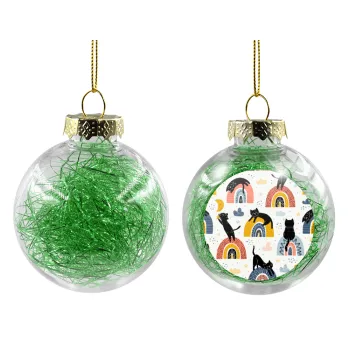 Γατούλες, Transparent Christmas tree ball ornament with green filling 8cm
