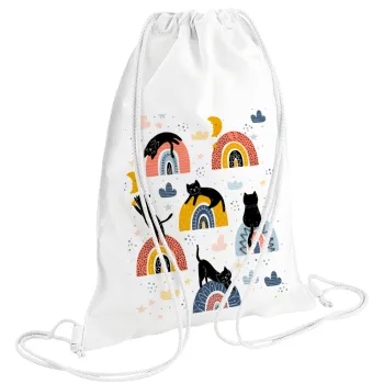 Γατούλες, Backpack pouch GYMBAG white (28x40cm)