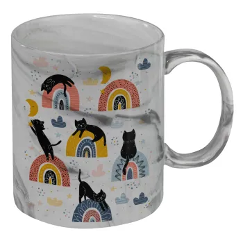 Γατούλες, Mug ceramic marble style, 330ml