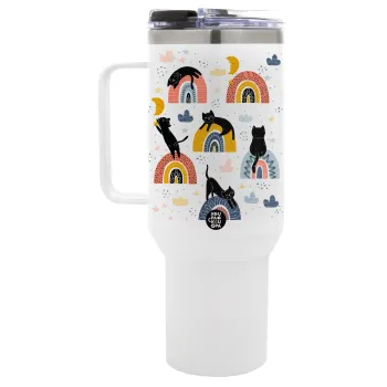 Γατούλες, Mega Tumbler με καπάκι, διπλού τοιχώματος (θερμό) 1,2L