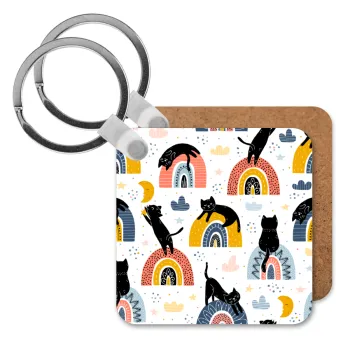 Γατούλες, Μπρελόκ Ξύλινο τετράγωνο MDF