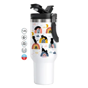 Γατούλες, Mega Stainless steel Tumbler with lid, double wall 1,2L