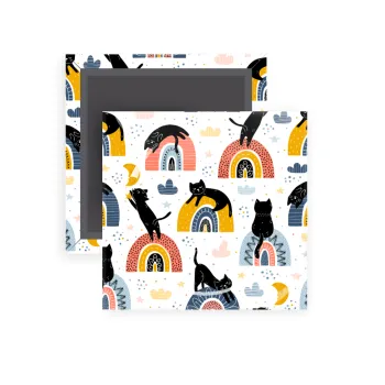 Γατούλες, Μαγνητάκι ψυγείου τετράγωνο διάστασης 5x5cm
