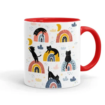 Γατούλες, Κούπα χρωματιστή κόκκινη, κεραμική, 330ml