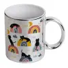 Mug ceramic, silver mirror, 330ml