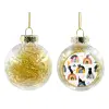 Transparent Christmas tree ball ornament with gold filling 8cm