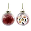 Transparent Christmas tree ball ornament with red filling 8cm