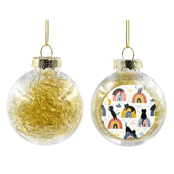 Γατούλες, Transparent Christmas tree ball ornament with gold filling 8cm