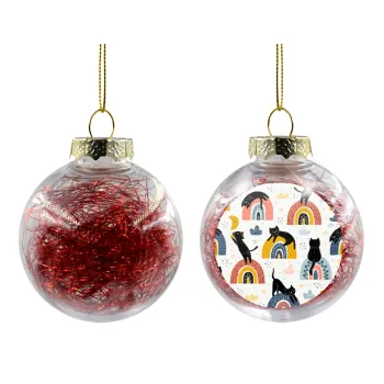 Γατούλες, Transparent Christmas tree ball ornament with red filling 8cm