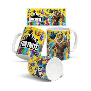 Fortnite 3D yellow, Ceramic coffee mug, 330ml (1pcs)