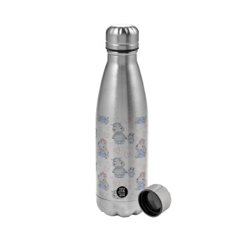 Hippo, Metallic water bottle, stainless steel, 750ml