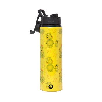 Hippo, Metallic water bottle with safety lid, 850ml aluminum