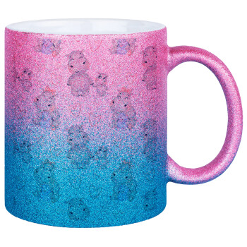 Hippo, Κούπα Χρυσή/Μπλε Glitter, κεραμική, 330ml