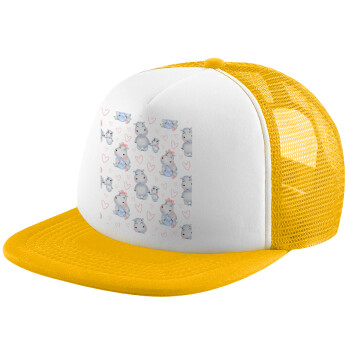 Ιπποπόταμος, Καπέλο Soft Trucker με Δίχτυ Κίτρινο/White 