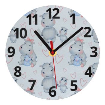 Ιπποπόταμος, Ρολόι τοίχου γυάλινο (20cm)