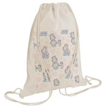 Hippo, Backpack bag GYMBAG natural (28x40cm)