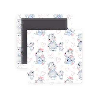 Hippo, Μαγνητάκι ψυγείου τετράγωνο διάστασης 5x5cm