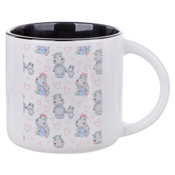 Hippo, Κούπα κεραμική 400ml Λευκή/Μαύρη