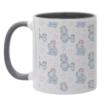 Hippo, Mug colored grey, ceramic, 330ml