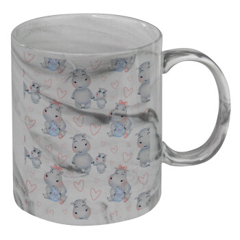 Hippo, Mug ceramic marble style, 330ml