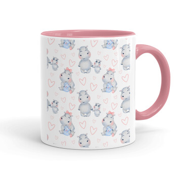 Hippo, Mug colored pink, ceramic, 330ml