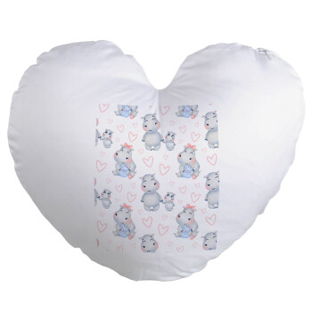 Hippo, Μαξιλάρι καναπέ καρδιά 40x40cm περιέχεται το  γέμισμα