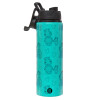 Metallic water bottle with safety lid, 850ml aluminum